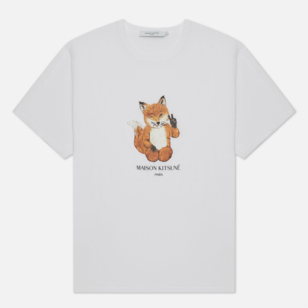 Мужская футболка Maison Kitsune All Right Fox Print Classic, цвет белый, размер S