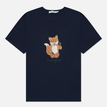 Мужская футболка Maison Kitsune All Right Fox Print Classic, цвет синий, размер L