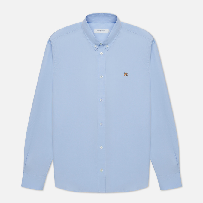 Мужская рубашка Maison Kitsune, цвет голубой, размер 42 HM00435WC0025-P410 Fox Head Embroidery Classic - фото 1