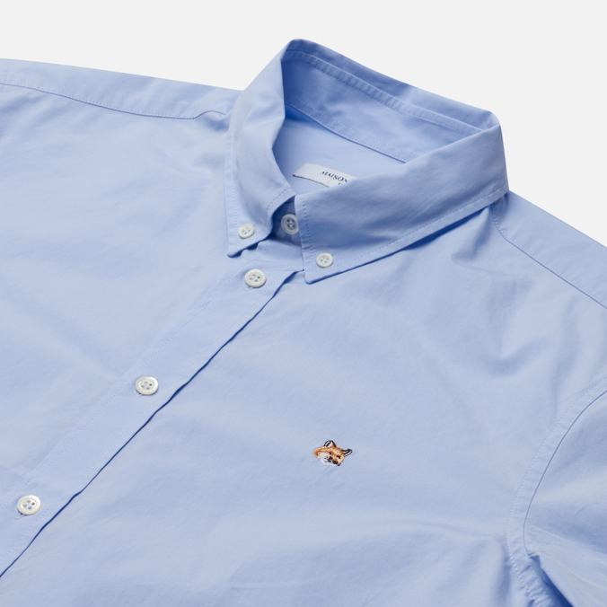 Мужская рубашка Maison Kitsune, цвет голубой, размер 42 HM00435WC0025-P410 Fox Head Embroidery Classic - фото 2