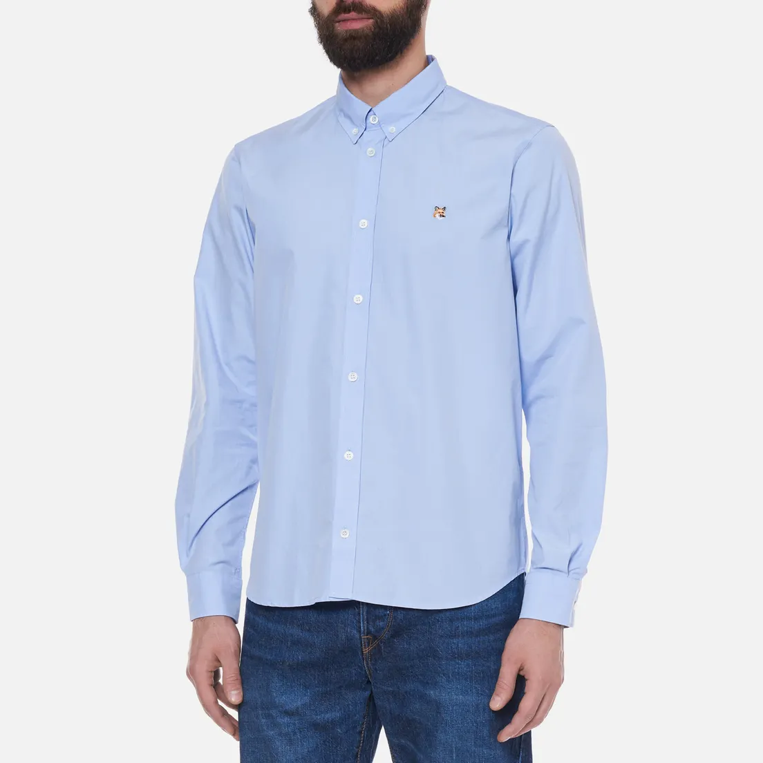 Maison Kitsune Мужская рубашка Fox Head Embroidery Classic