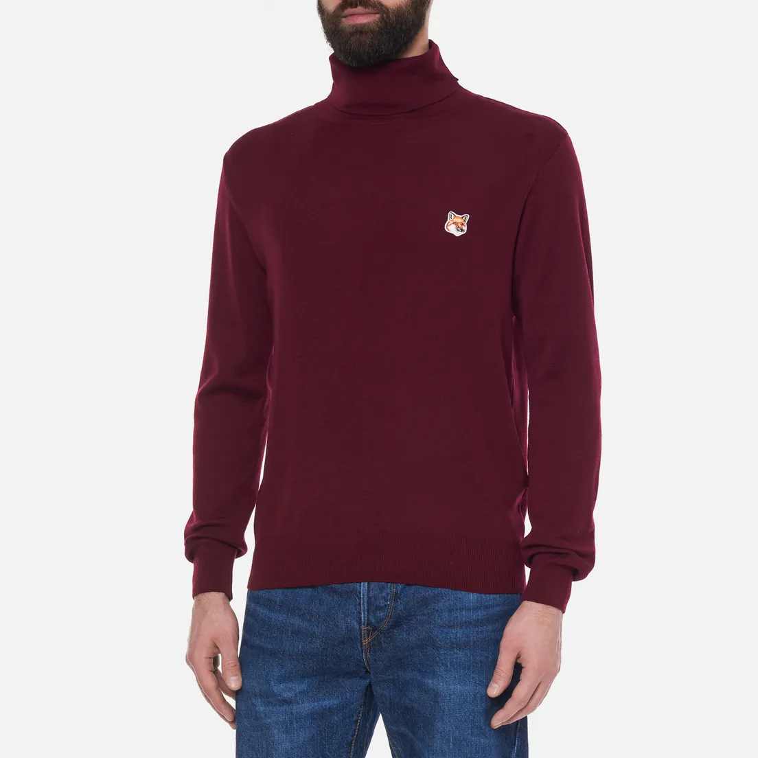 Maison Kitsune Мужской свитер Fox Head Patch Turtle Neck