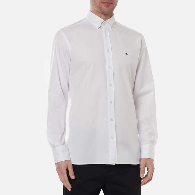 Мужская рубашка Hackett, цвет белый, размер S HM308067-800 Continuity Washed Oxford - фото 3