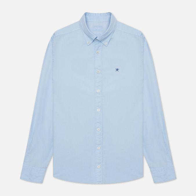 Мужская рубашка Hackett, цвет голубой, размер L HM308839-513 Slim Fit Garment Dyed Oxford - фото 1