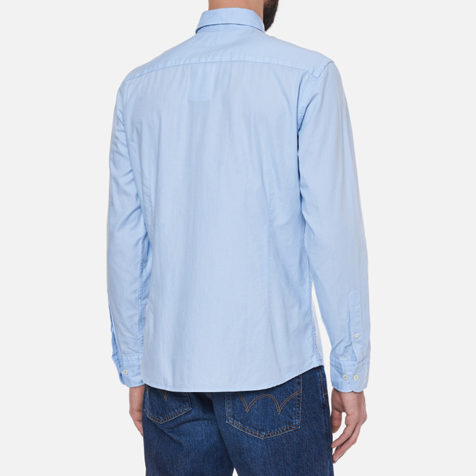 Мужская рубашка Hackett, цвет голубой, размер L HM308839-513 Slim Fit Garment Dyed Oxford - фото 4