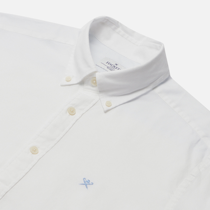 Мужская рубашка Hackett, цвет белый, размер XS HM309044-802 Garment Dyed Oxford - фото 2