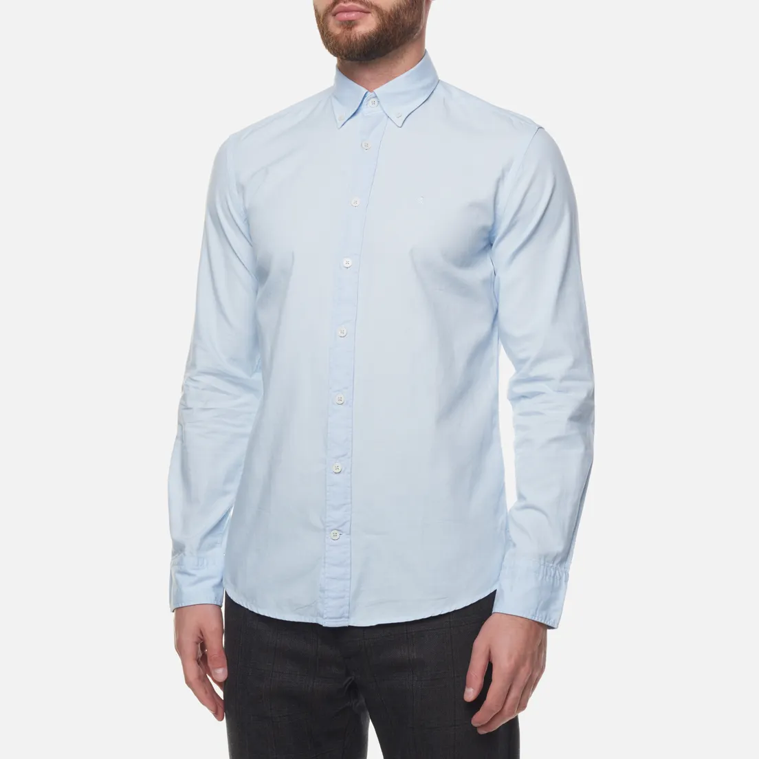 Hackett Мужская рубашка Embroidered Logo Garment Dyed Oxford