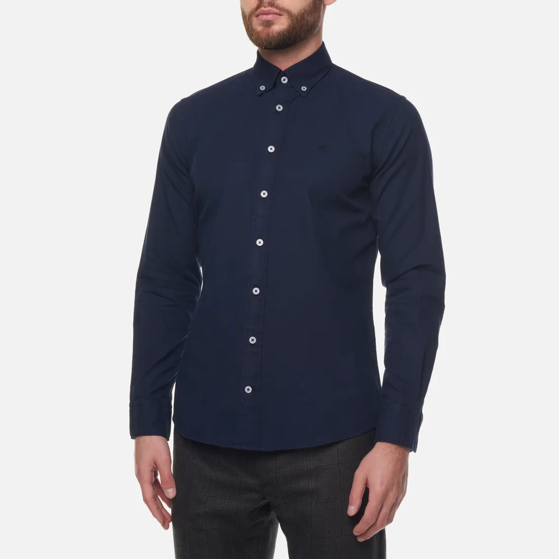 Hackett Мужская рубашка Embroidered Logo Garment Dyed Oxford
