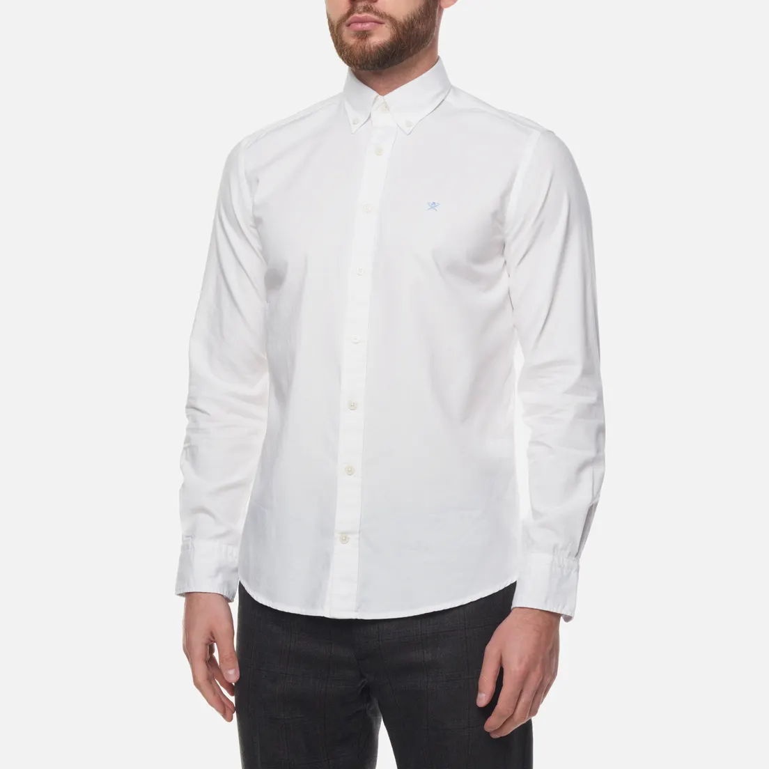 Hackett Мужская рубашка Embroidered Logo Garment Dyed Oxford