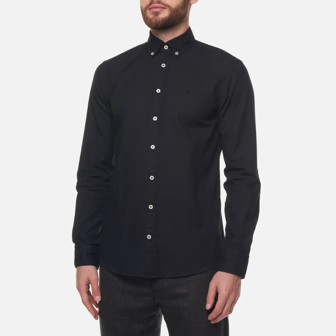 Hackett Мужская рубашка Embroidered Logo Garment Dyed Oxford