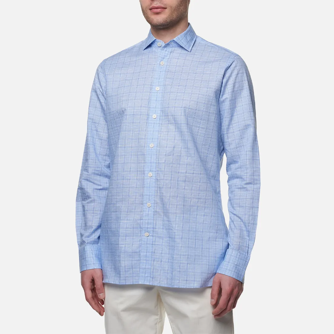 Hackett Мужская рубашка Cotton/Linen Sky Check