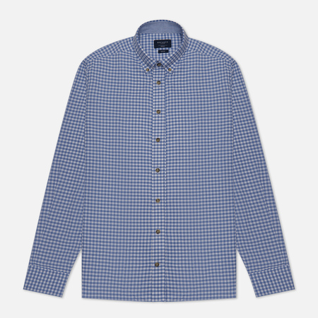 фото Мужская рубашка hackett brushed gingham with trim, цвет синий, размер s