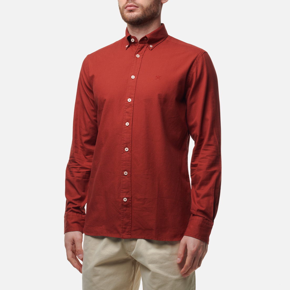 Hackett Мужская рубашка Garment Dyed Oxford Slim Fit Logo
