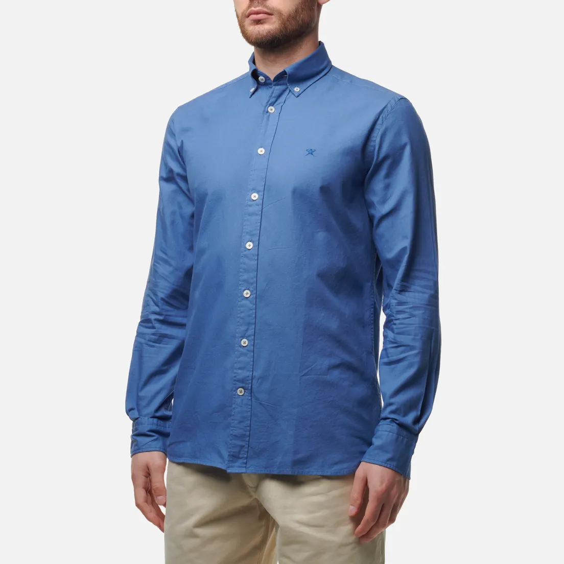 Hackett Мужская рубашка Garment Dyed Oxford Slim Fit Logo