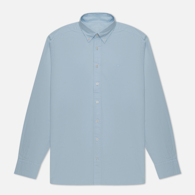 Мужская рубашка Hackett Garment Dyed Oxford Slim Fit Logo, цвет голубой
