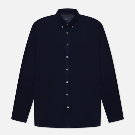 фото Мужская рубашка hackett garment dyed oxford slim fit logo, цвет синий, размер s