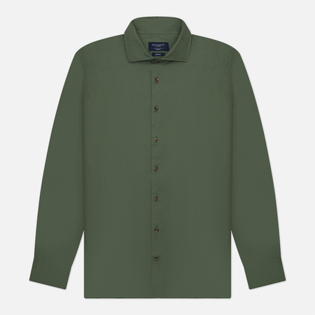 фото Мужская рубашка hackett piece dyed soft twill, цвет зелёный, размер s