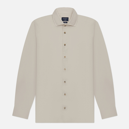фото Мужская рубашка hackett piece dyed soft twill, цвет бежевый, размер s