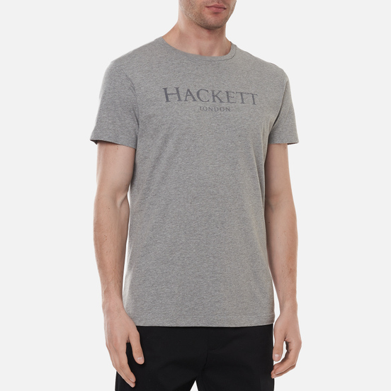 Мужская футболка Hackett London Logo Light Grey Marl