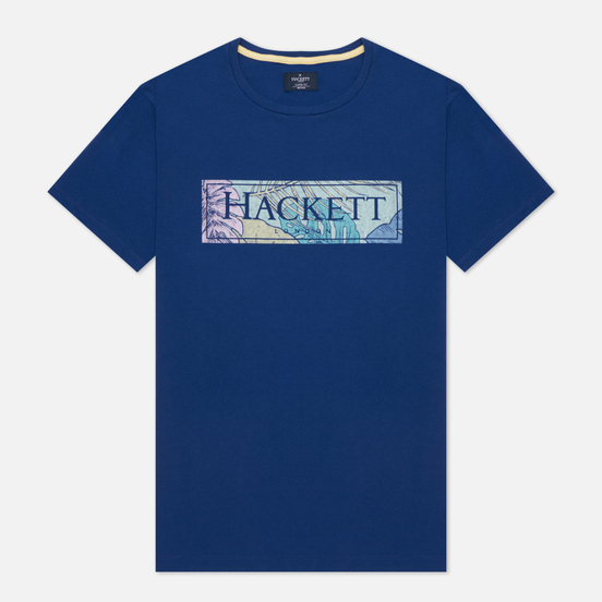 Мужская футболка Hackett Floral Logo Print Blue Depth