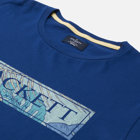 Мужская футболка Hackett Floral Logo Print Blue Depth