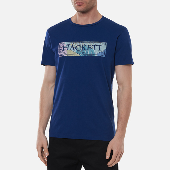 Мужская футболка Hackett Floral Logo Print Blue Depth