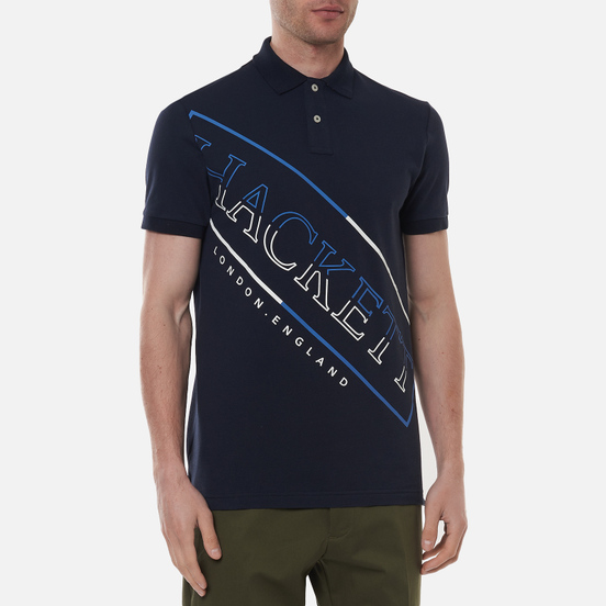 Мужское поло Hackett Graphic Lettering Dark Navy