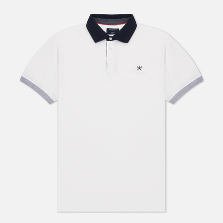 фото Мужское поло hackett woven collar, цвет белый, размер xl