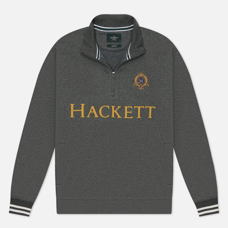 Мужская толстовка Hackett Heritage Crest Hackett Half-Zip, цвет серый, размер XXL