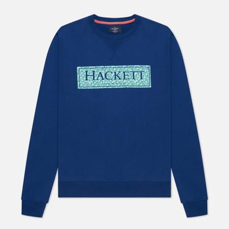 Мужская толстовка Hackett Floral Logo Print Crew Neck, цвет синий, размер M
