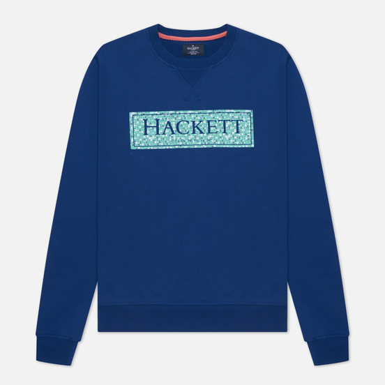 Мужская толстовка Hackett Floral Logo Print Crew Neck Blue Depth