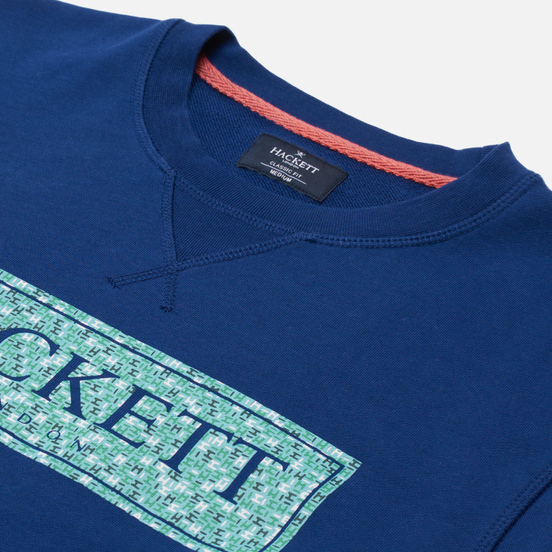 Мужская толстовка Hackett Floral Logo Print Crew Neck Blue Depth