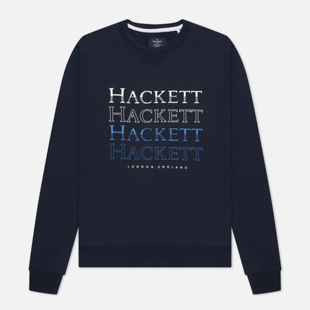 Мужская толстовка Hackett Multi Logo Print Crew Neck, цвет синий, размер M