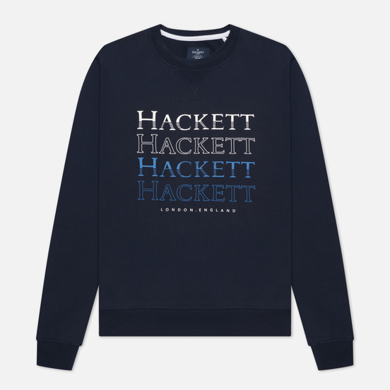 Мужская толстовка Hackett Multi Logo Print Crew Neck Dark Navy