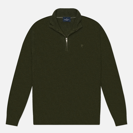 Мужской свитер Hackett Lambswool Half-Zip, цвет оливковый, размер M