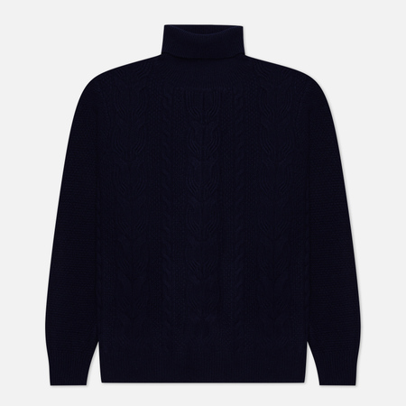 фото Мужской свитер hackett cable roll neck, цвет синий, размер s