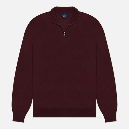 фото Мужская толстовка hackett garment dyed merino half zip, цвет бордовый, размер s