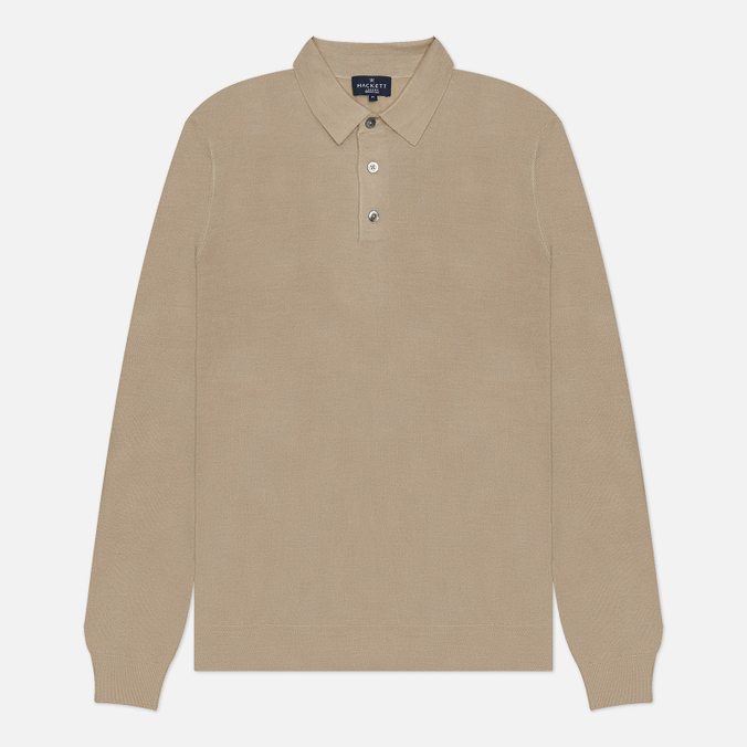 Мужской свитер Hackett Garment Dyed Merino Silk Polo, цвет бежевый