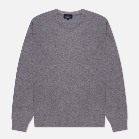 фото Мужской свитер hackett lambswool crew, цвет серый, размер s