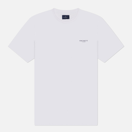 Мужская футболка Hackett Logo Mini Rib Collar, цвет белый, размер L