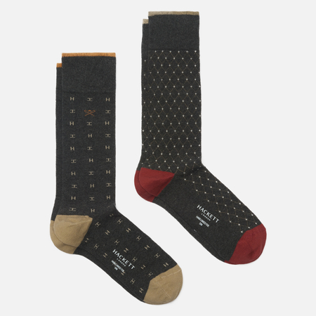 Комплект носков Hackett H Print 2-Pack, цвет серый, размер 40-43 EU