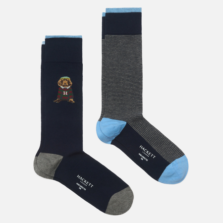 Комплект носков Hackett Harry Placement 2-Pack, цвет синий, размер 40-43 EU