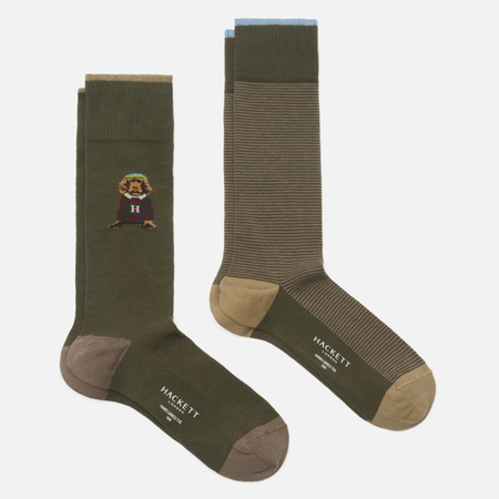 Комплект носков Hackett Harry Placement 2-Pack, цвет зелёный, размер 40-43 EU