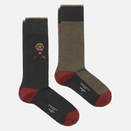 Комплект носков Hackett Harry Placement 2-Pack, цвет серый, размер 44-46 EU