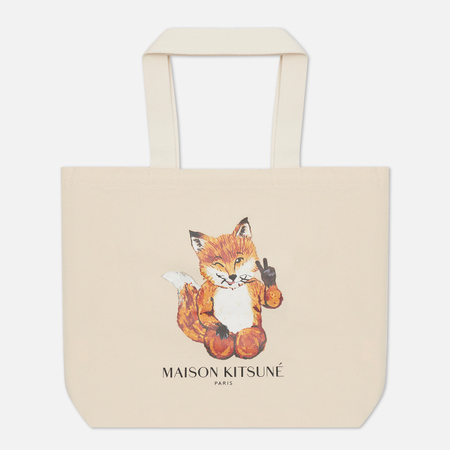 Сумка Maison Kitsune All Right Fox Classic Tote, цвет бежевый