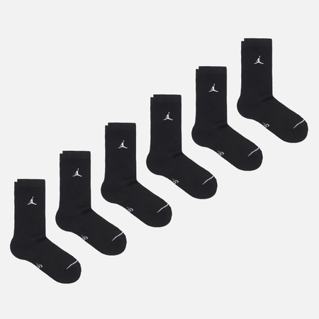 Комплект носков Jordan Everyday Cushioned Crew 6-Pack, цвет чёрный, размер 38-42 EU