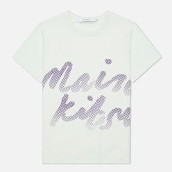 Женская футболка Maison Kitsune Handwriting Classic Mint