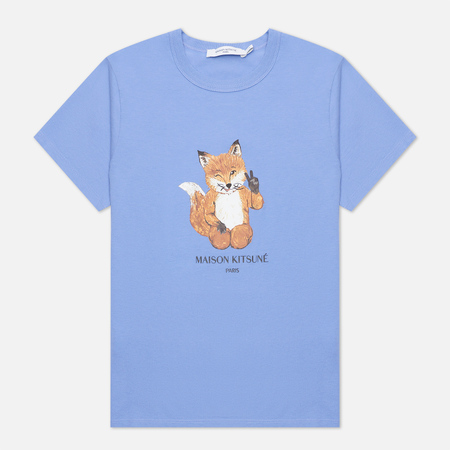 Женская футболка Maison Kitsune All Right Fox Print Classic, цвет голубой, размер XS
