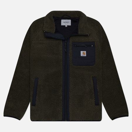 фото Мужская флисовая куртка carhartt wip prentis liner, цвет зелёный, размер s