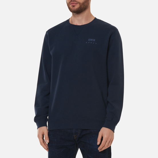Мужская толстовка Edwin Base Crew Heavy Felpa Navy Blazer Garment Washed